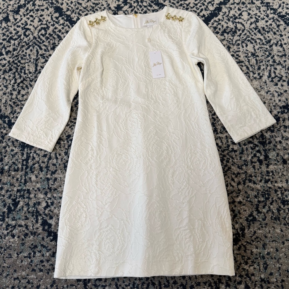 NWT Lilly Pulitzer Gold Pearl Detailed Jacquard Dress
